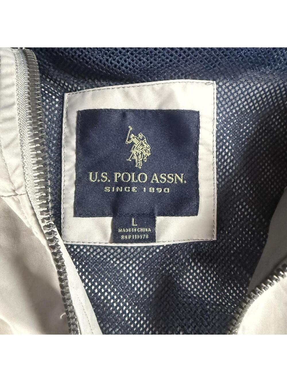 U.S. Polo Assn. Men’s Hooded Windbreaker Jacket Gray Size Large L Full Zip - Picture 3 of 7